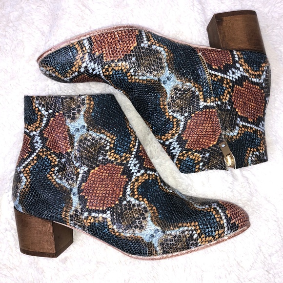 anthropologie snakeskin boots